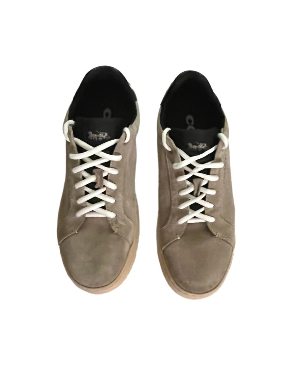 COACH MEN'S CLIP LOW TOP OAT & BLACK QUARTZ SUEDE SNEAKERS SIZE 8D - Picture 6 of 15